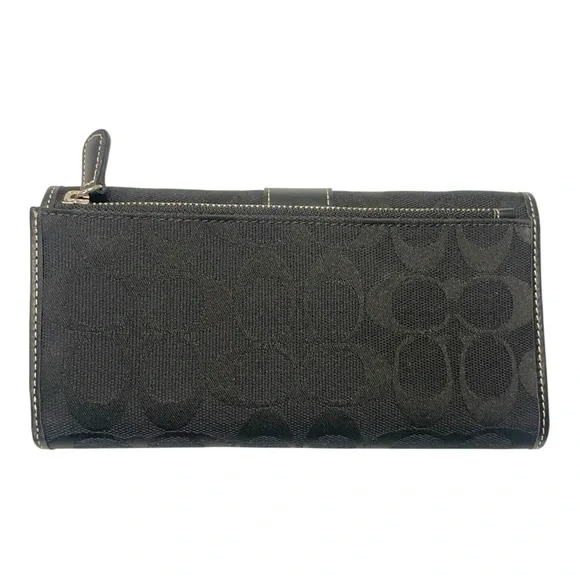 Coach Leatherware Black Signature Jacquard Canvas & Leather Trim Trifold Wallet - Picture 13 of 13